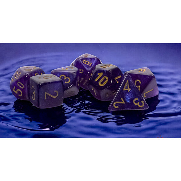 Borealis: Mega-hedral Royal Purple/gold Luminary 7-Die Set