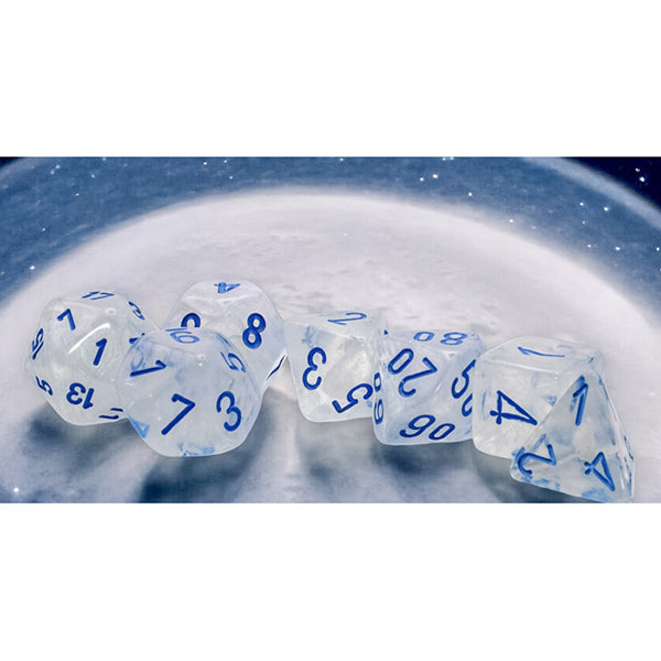 Borealis: Mega-hedral Icicle/light blue Luminary 7-Die Set