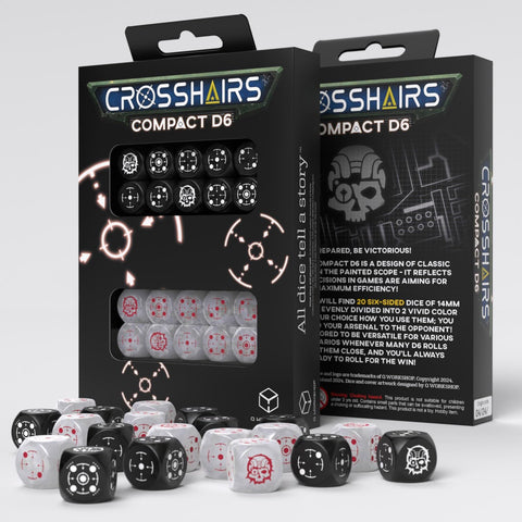 Crosshairs Compact D6 Dice Set: Black & Pearl