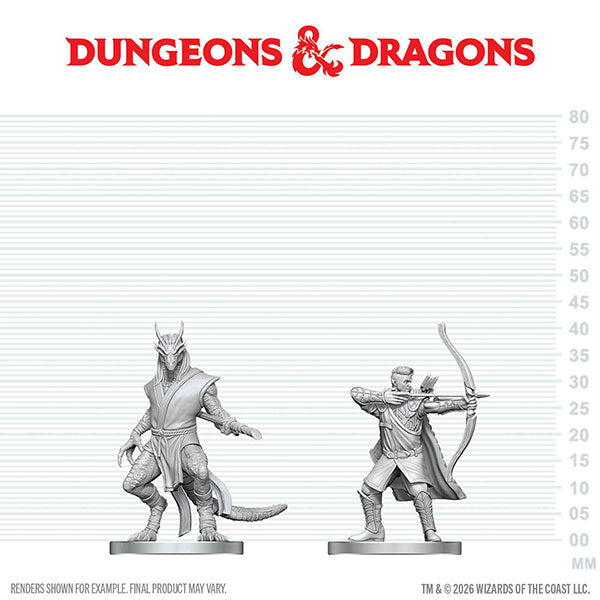 Dungeons & Dragons Nolzur's Marvelous Unpainted Miniatures: Elf Ranger & Dragonborn Monk