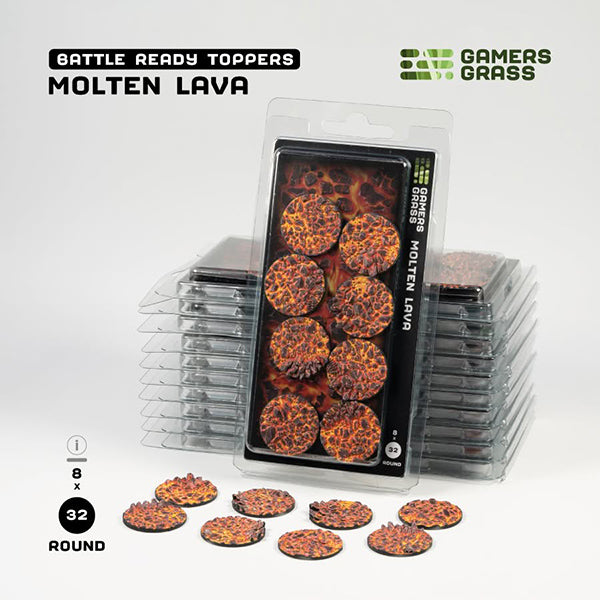 Battle Ready Toppers: Molten Lava - Round 32mm (x8)
