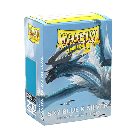 Dragon Shield Sleeves: Standard Dual - Matte Sky Blue & Silver (100)