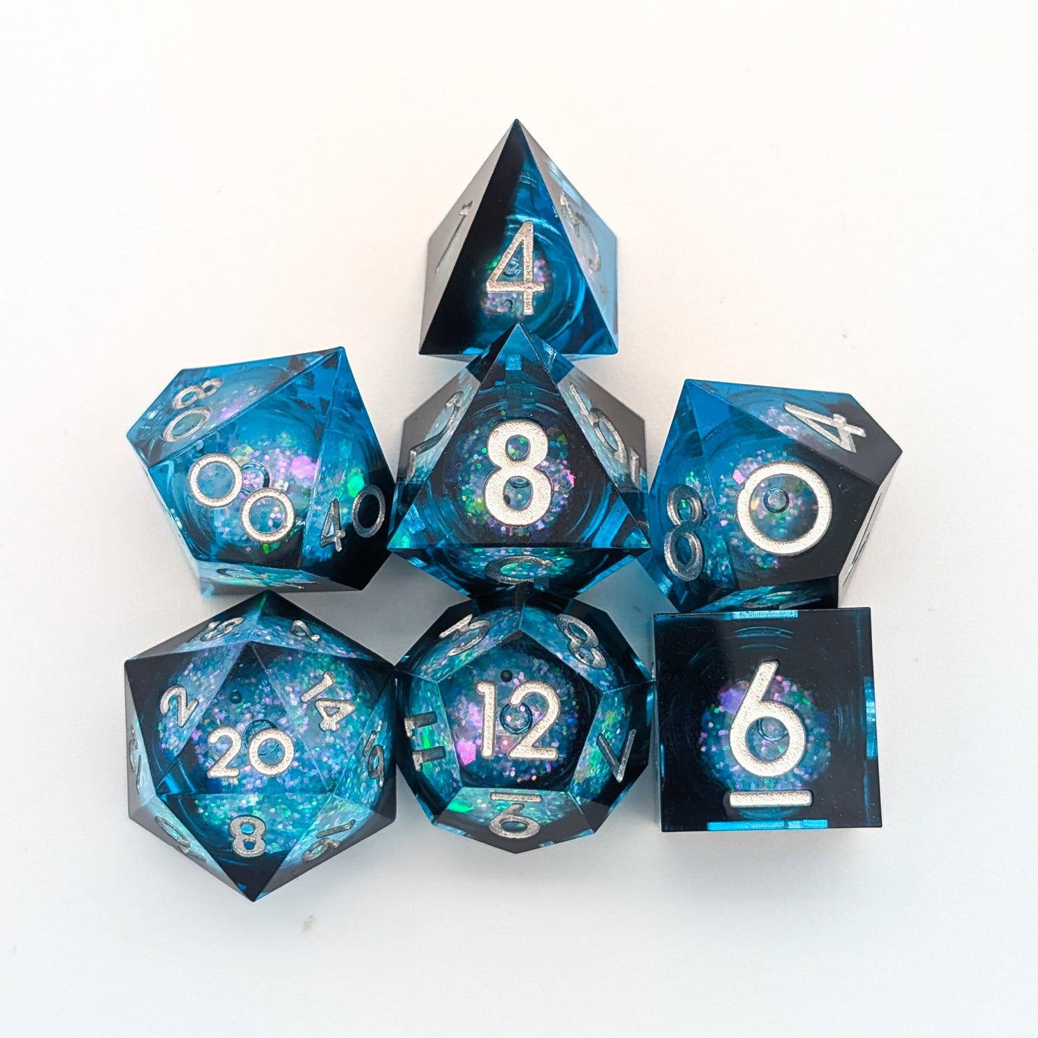 Mystery Dice Goblin Blue Liquid Core Shimmer TTRPG Dice Set