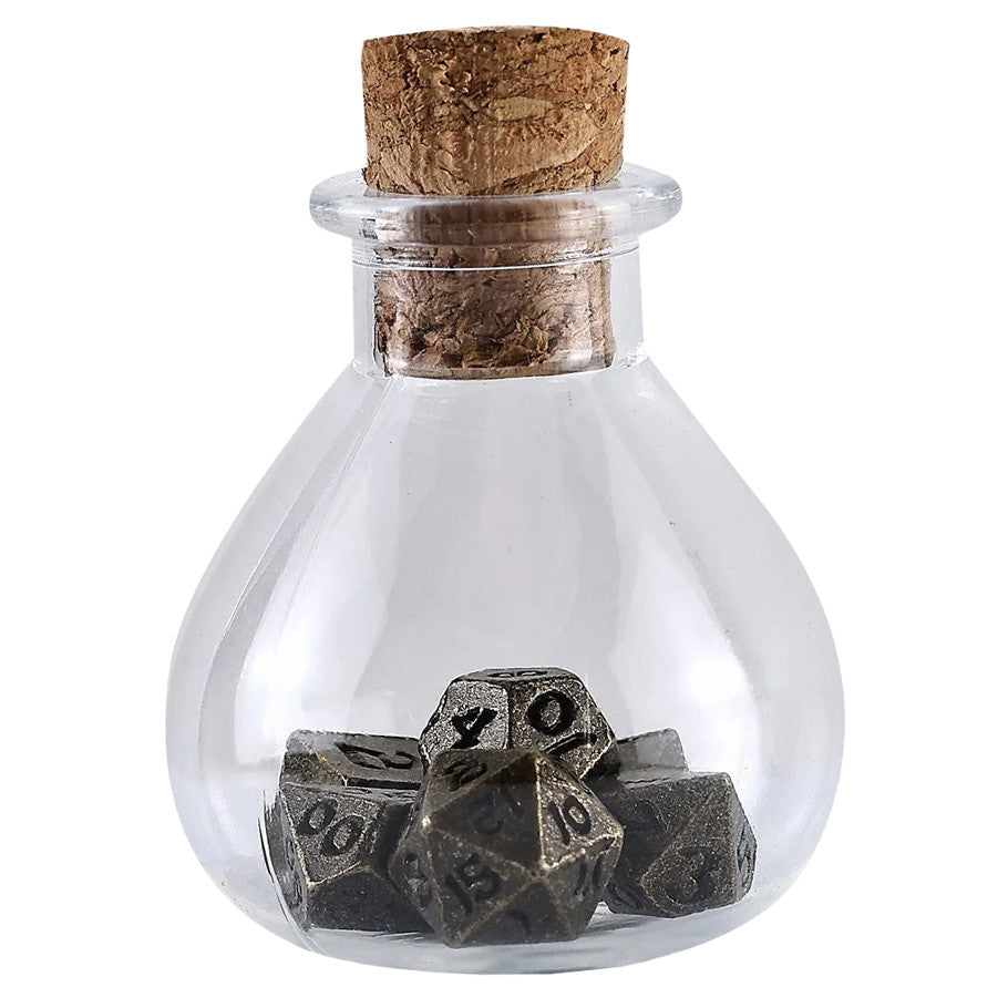 Unseelie Potion Bottle: Mini Metal Ancient Bronze 7 Die Set