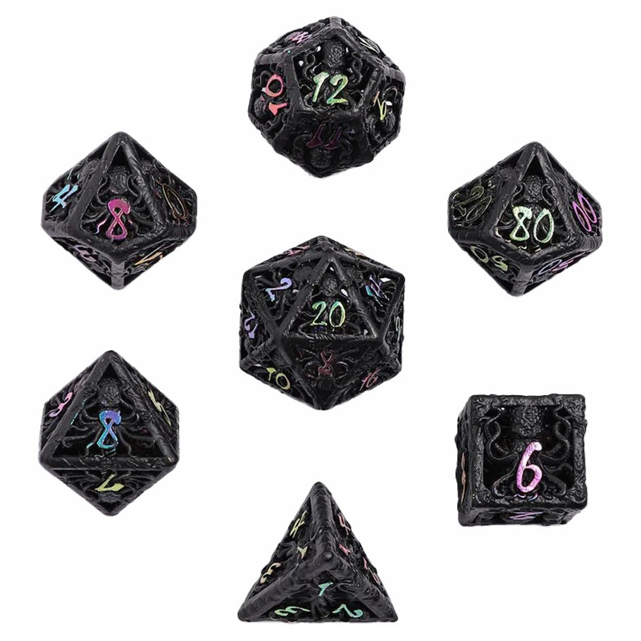 Lllithids Mind Cage Dice: Black with Chromatic