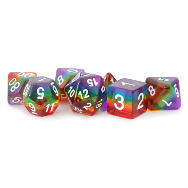 FanRoll 16mm 7 Piece Dice Set Translucent: Rainbow
