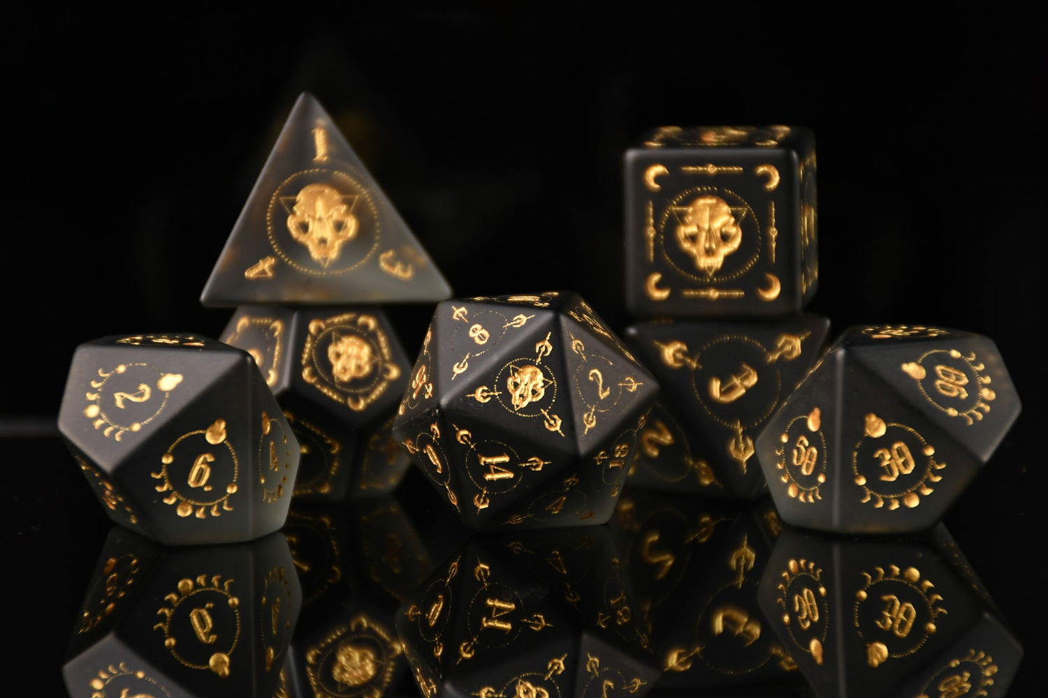 Moonchild Black Frosted Glass Dice Set