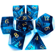 Blue Glass Gemstone 7 Die Set with Gold Numbers