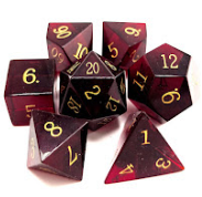 Red Glass Gemstone 7 Die Set with Gold Numbers