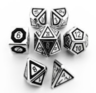 Silver Block 7 Die Metal Set with Black Numbers