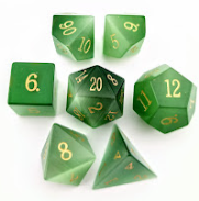 Cymophanite Sea Green Gemstone 7 Die Set with Gold Numbers