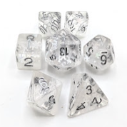 Snowflake White Filled 7 Die Set with White Numbers