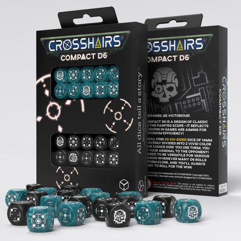 Crosshairs Compact D6 Dice Set: Stormy & Black