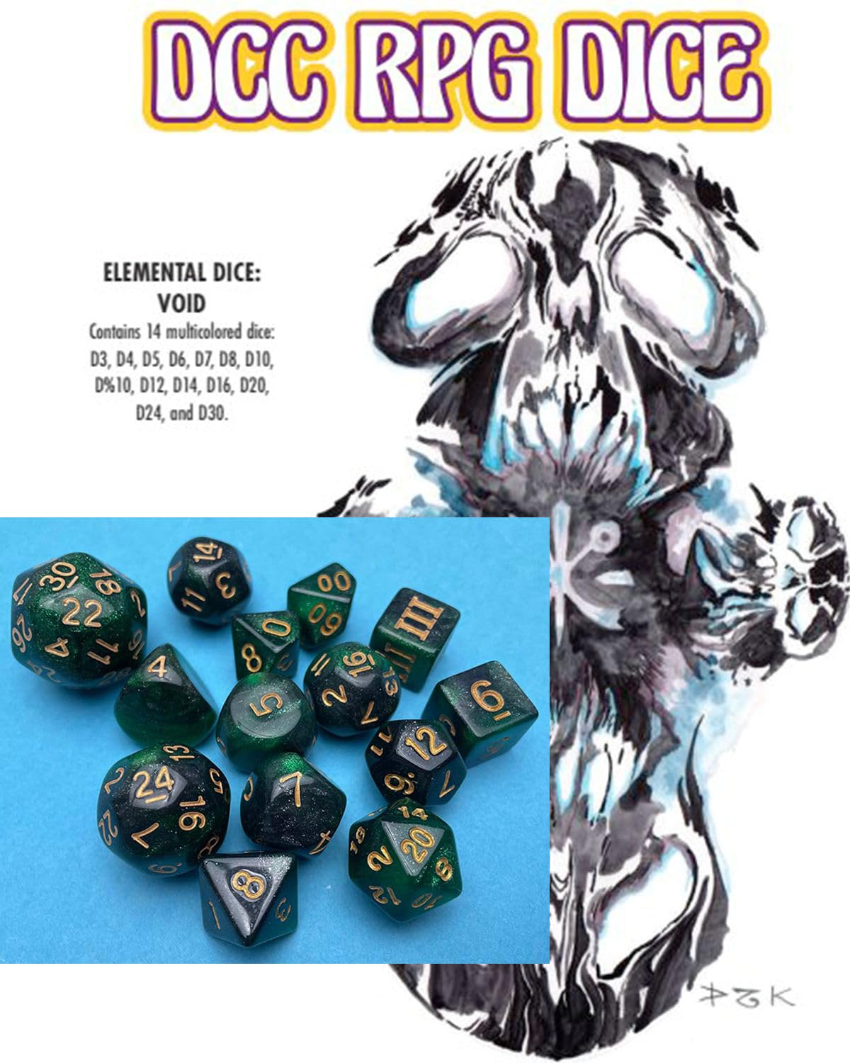 DCC Dice: Elemental Dice Set - Void (14 dice set)