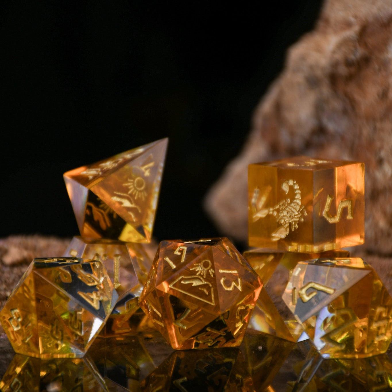 Desert Ecosystem Sharp-Edged Resin Dice Set
