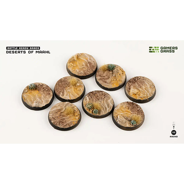 Battle Ready Bases: Deserts of Maahl- Round 32mm (x8)