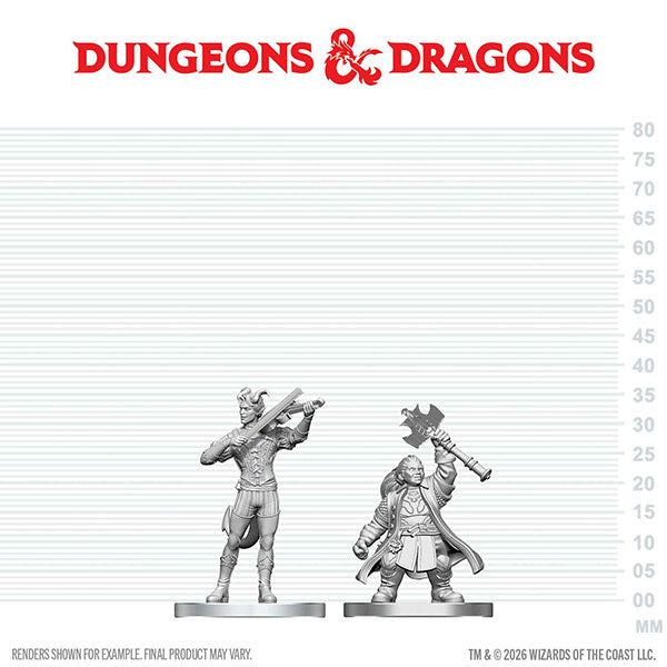 Dungeons & Dragons Nolzur's Marvelous Unpainted Miniatures: Tiefling Bard & Dwarf Cleric