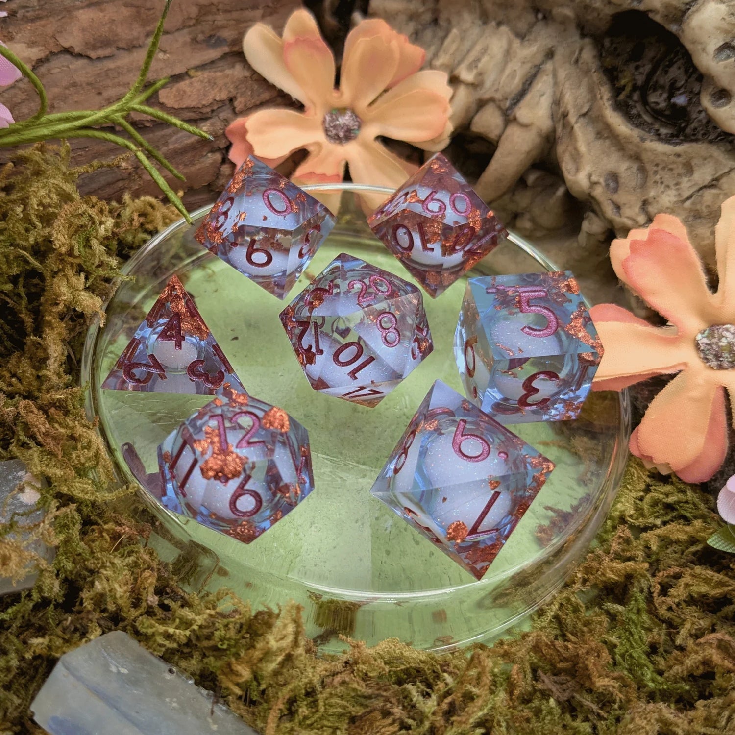 Mystery Dice Goblin Foil Blue and Bronze Liquid Core Dice Set