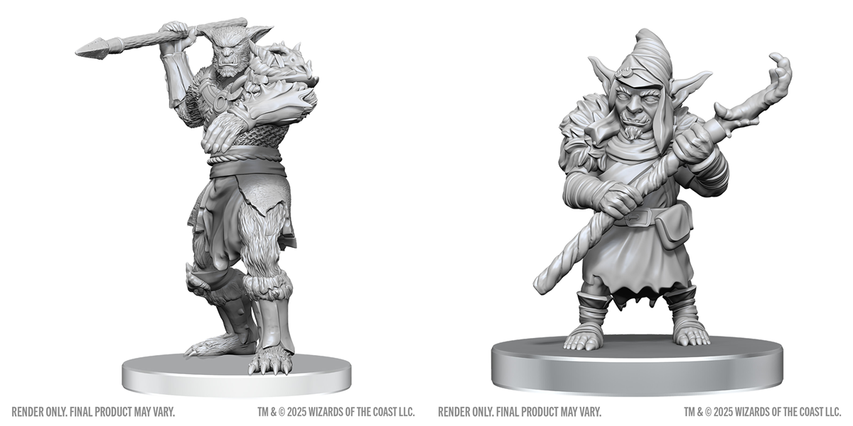 Nolzur`s Marvelous Unpainted Miniatures - Bugbear Stalker & Goblin Hexer