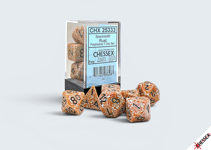 Speckled Polyhedral 7-Die Set Rust