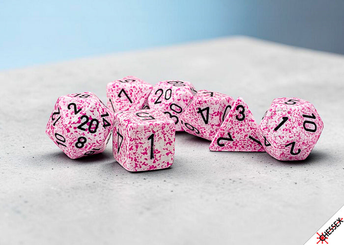 Speckled Polyhedral 7-Die Set Pink