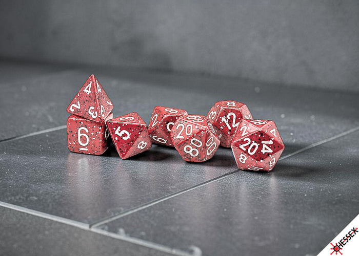 Speckled Polyhedral 7-Die Set Lava Stone