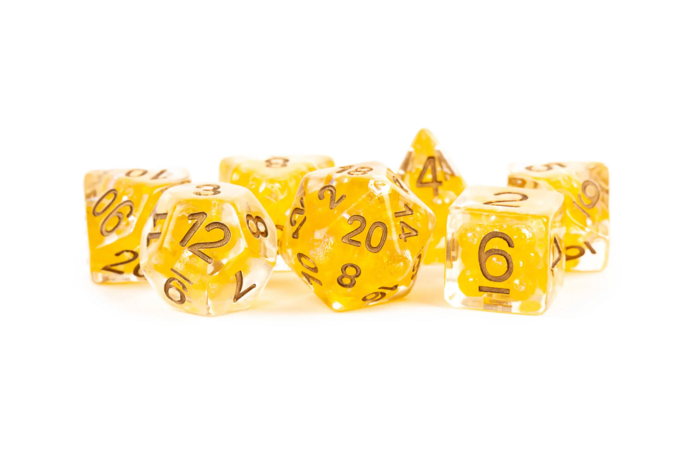 16mm 7 Piece Dice Set: Pearl Citrine w/ Copper