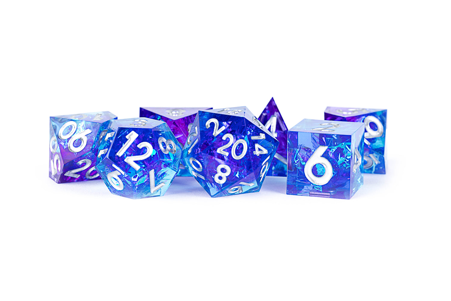 16mm 7 Piece Dice Set: Sharp Edge Oceanic Flare