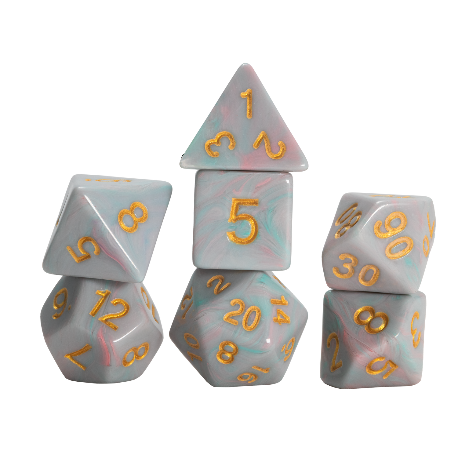 Polyhedral Teal Unicorn 7 Die Set