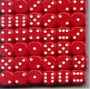 Chessex Opaque 36d6 Red/White 12mm Dice