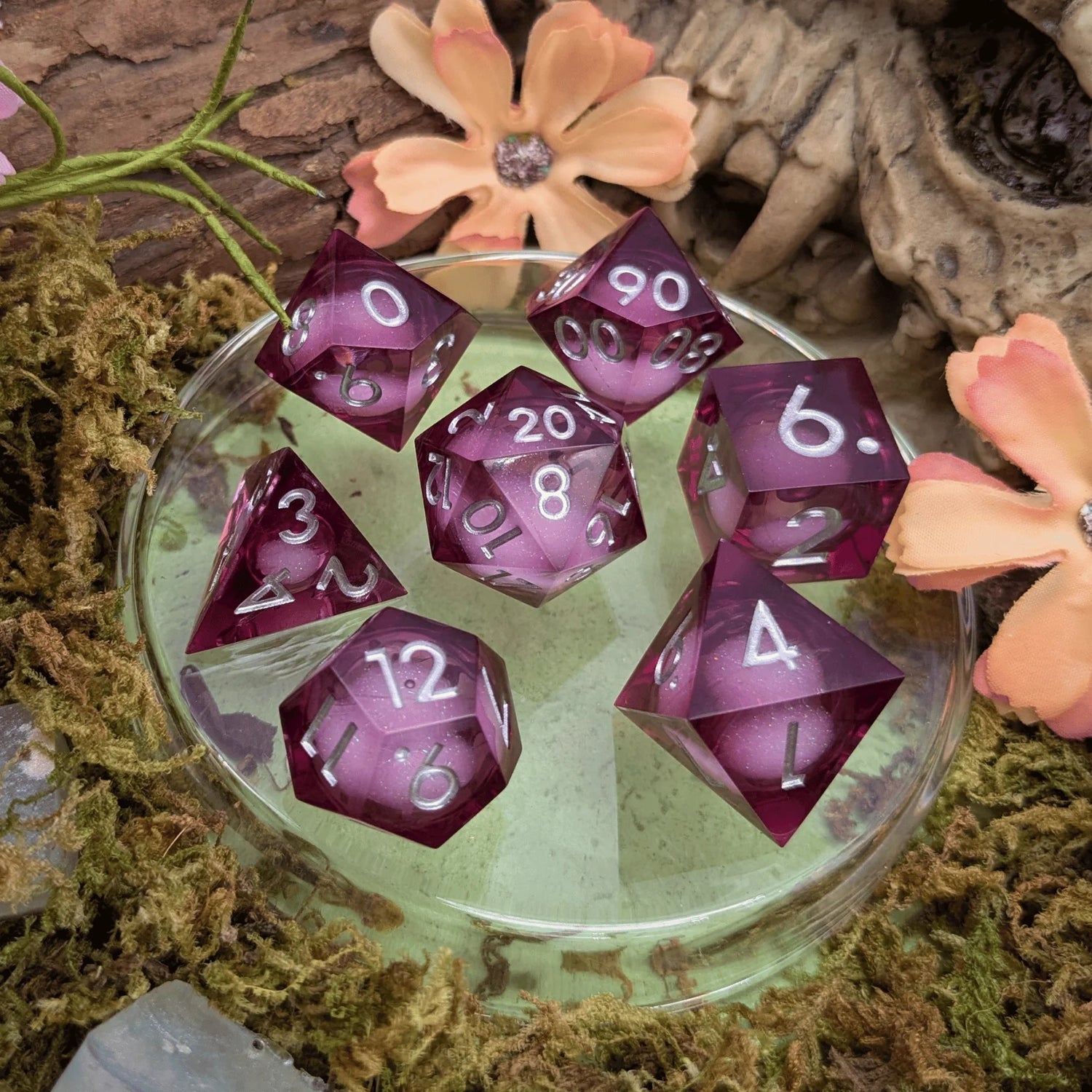 Mystery Dice Goblin Shimmer Dark Pink Liquid Core Dice Set