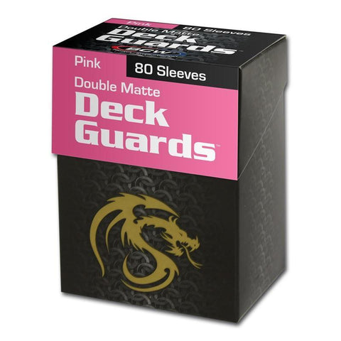 Deck Guard Colored Card Sleeves w/Box, Double Matte 80ct Pink