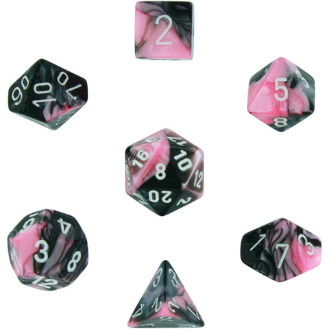 Chessex Polyhedral 7-Die Set Gemini Black Pink w/White 26430