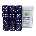 18mm D6 Pips: Marble Purple 12ct Dice Set