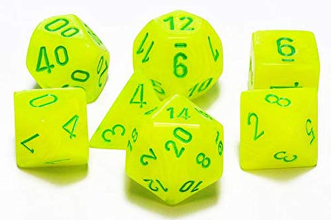 Chessex Polyhedral 7-Die Set Vortex Electric Yellow/Green 27422