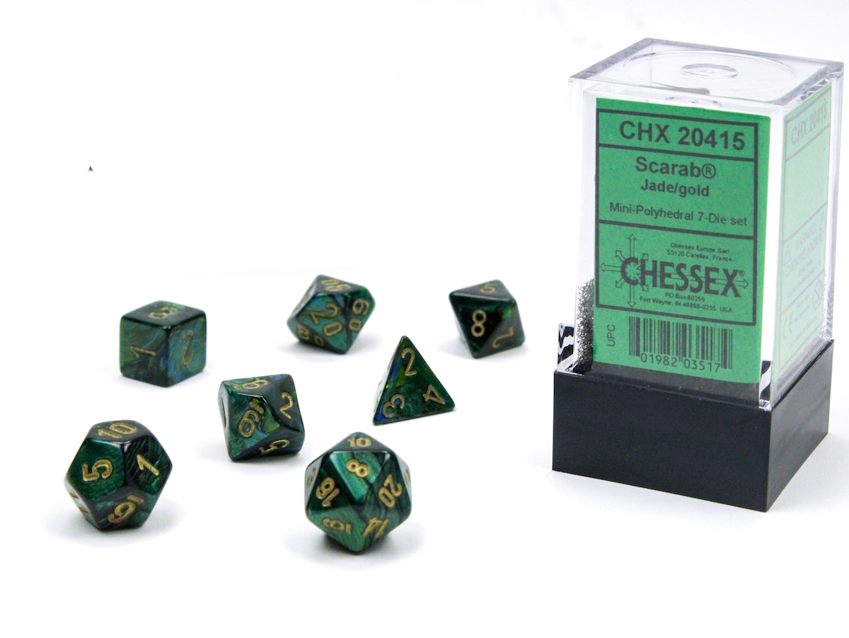 Scarab: Mini-Polyhedral Jade/gold 7-Die Set