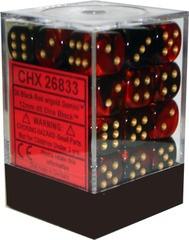 Chessex 36 12mm D6 Dice Block Black/Red/Gold Gemini 26833