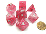 Chessex Polyhedral 7-Die Set Ghostly Glow Pink w/Silver 27524