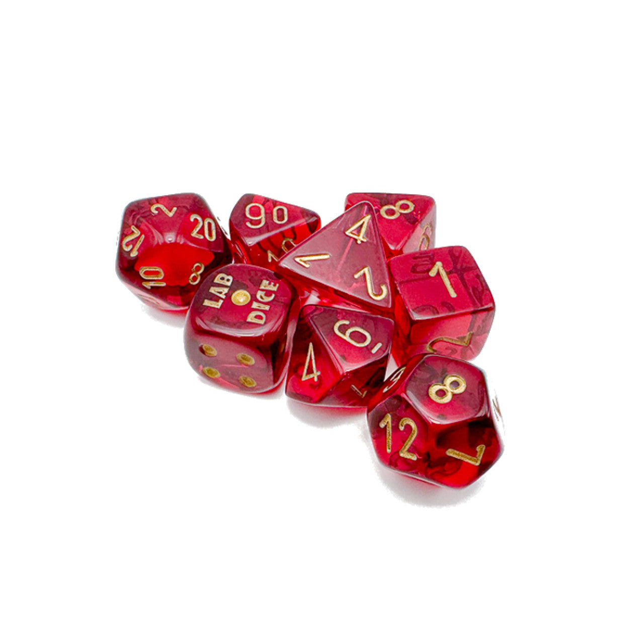 7-Die Set Translucent: Crimson/Gold