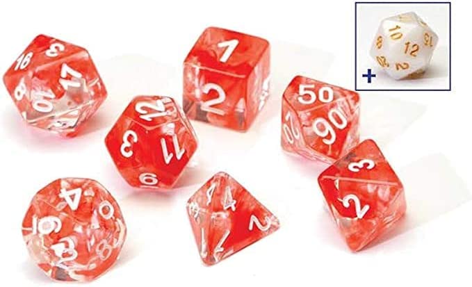 RPG Dice Set (7): Red Cloud Transparent Resin