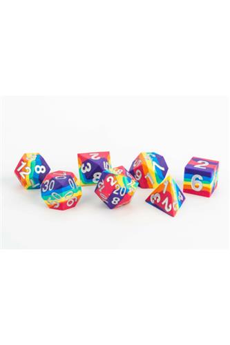 16mm Sharp Edge Silicone Rubber Poly Dice Set: Rainbow (7)