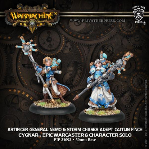 Warmachine Cygnar Artificer General Nemo & Storm Chaser Adept Caitlin Finch Epic Warcaster and Character Solo