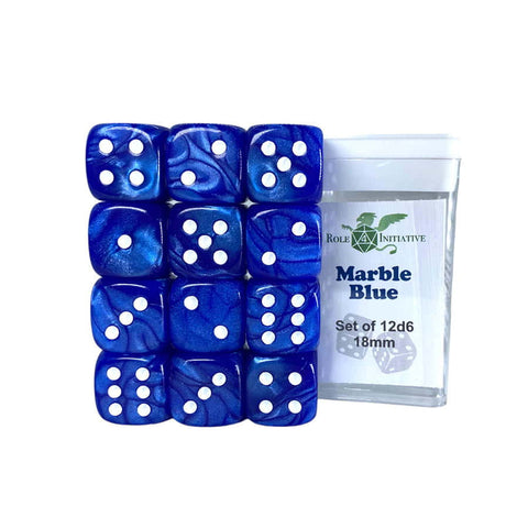 18mm D6 Pips: Marble Blue 12 ct. Dice Set
