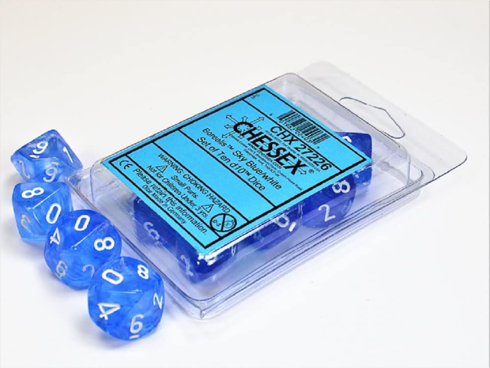 Borealis: Poly D10 Sky Blue/White (10)