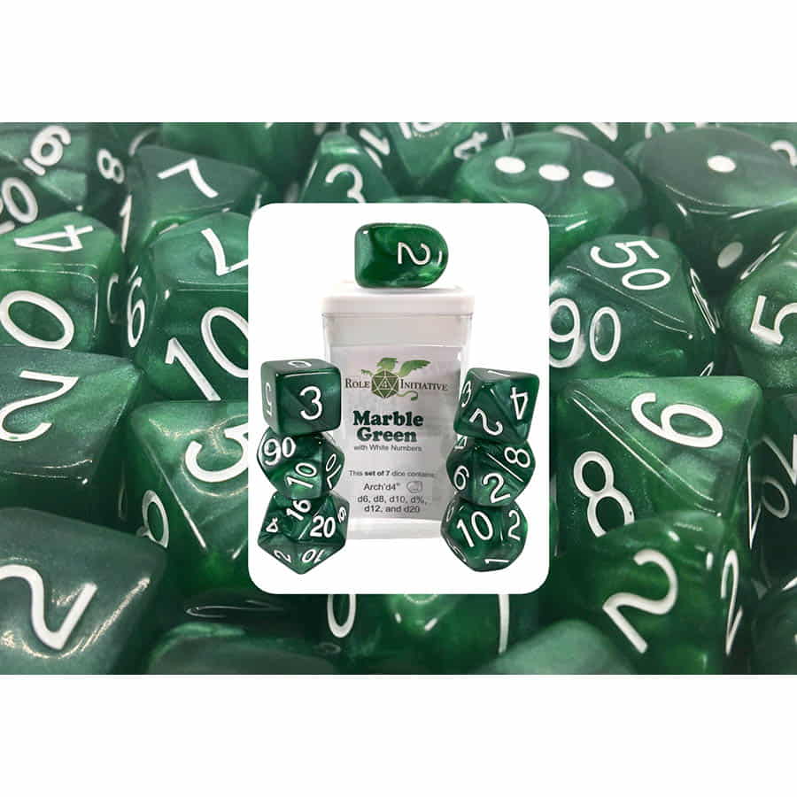 Role 4 Initiative Poly Set Marble Green w/White and Arch'd4 (7)