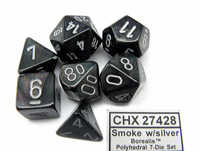 Chessex Polyhedral 7-Die Set Borealis Smoke w/Silver 27428
