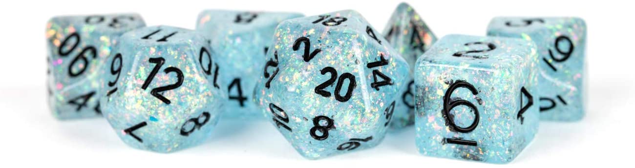 16mm Resin Flash Dice Poly Set: Blue (7)