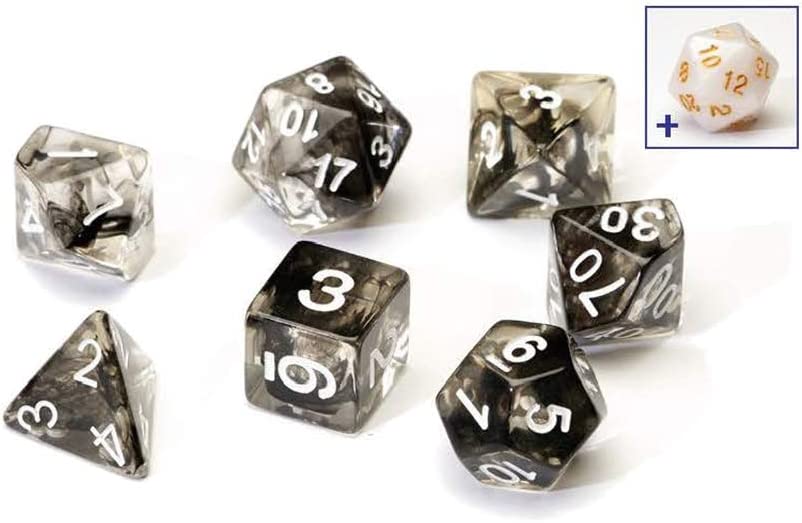 RPG Dice Set (7): Black Cloud Transparent Resin