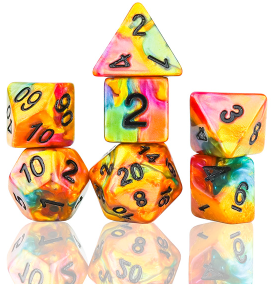 RPG Dice Set (7): Rainbow Gold