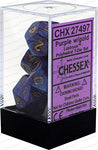 Chessex Polyhedral 7-Die Set Lustrous Purple with Gold 27497